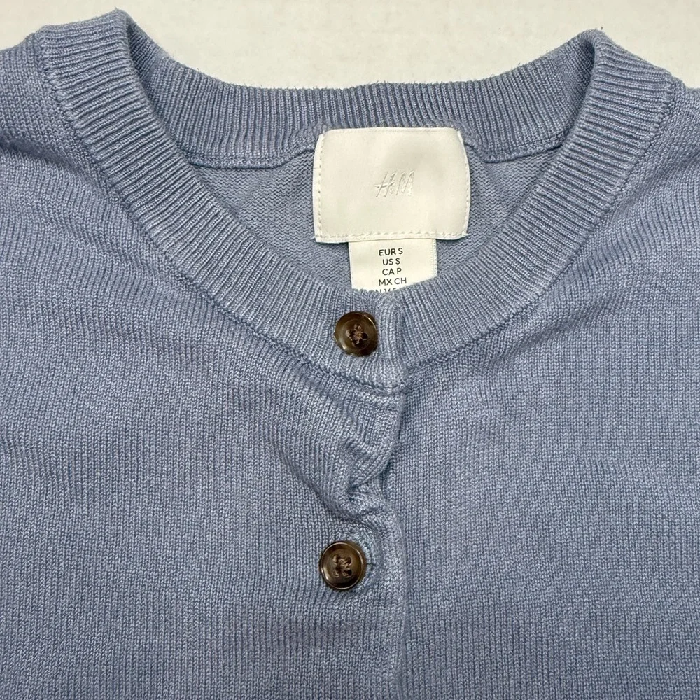 H&M Fine Knit Cardigan Light Dusty Blue Soft Viscose Blend Size S - Picture 7 of 16